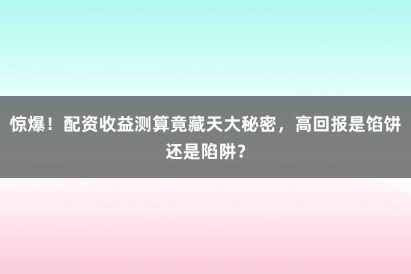 惊爆！配资收益测算竟藏天大秘密，高回报是馅饼还是陷阱？
