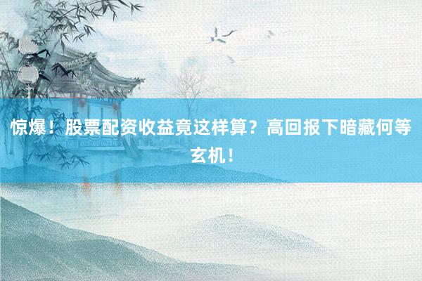 惊爆！股票配资收益竟这样算？高回报下暗藏何等玄机！