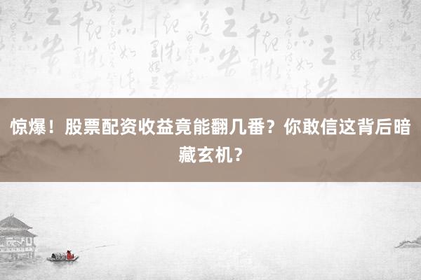 惊爆！股票配资收益竟能翻几番？你敢信这背后暗藏玄机？
