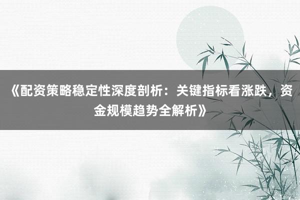 《配资策略稳定性深度剖析：关键指标看涨跌，资金规模趋势全解析》