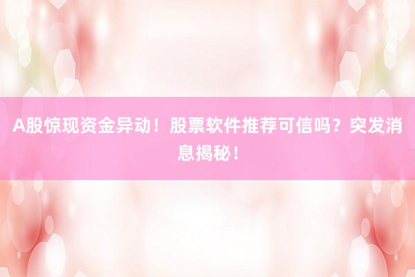 A股惊现资金异动！股票软件推荐可信吗？突发消息揭秘！