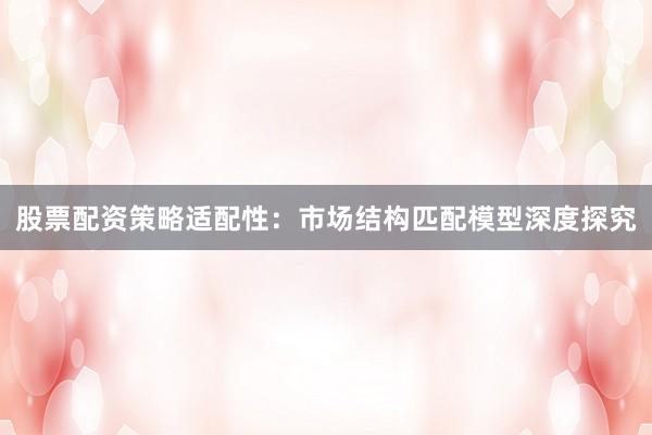 股票配资策略适配性：市场结构匹配模型深度探究