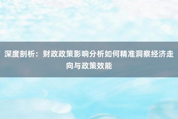 深度剖析：财政政策影响分析如何精准洞察经济走向与政策效能